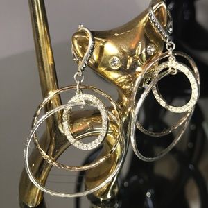 Two tone silver earrings